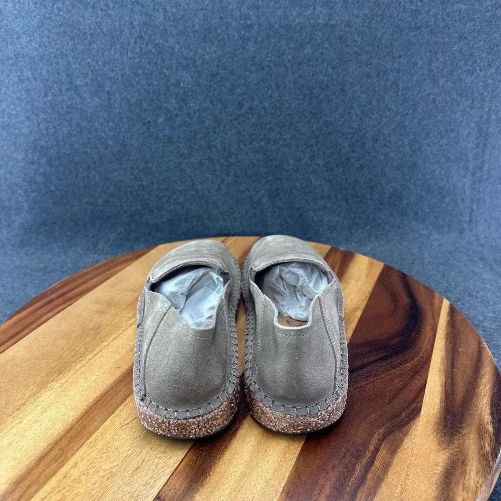 Birkenstock Callan Suede Slip On Shoes Taupe Gray Womens 6 EU 37 Worn Once